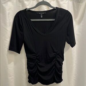 White House Black Market Black Ruched 3/4 Sleeve Blouse